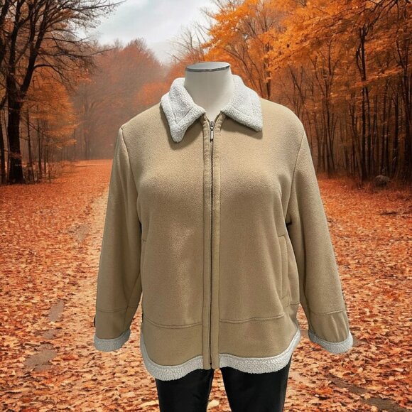 Outbrook Woman Sherpa Lined Zip-Up 2X Jacket Winter Warm Comfy Cozy Layering - Picture 1 of 8